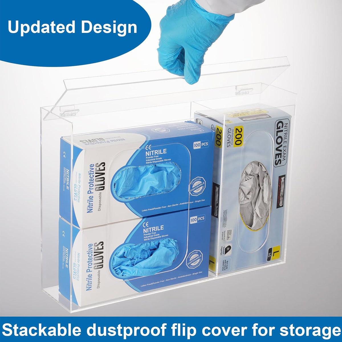 SEANADO Acrylic Disposable Glove Holder for Wall Mount or Tabletop , Clear Glove Box Organizer Rack