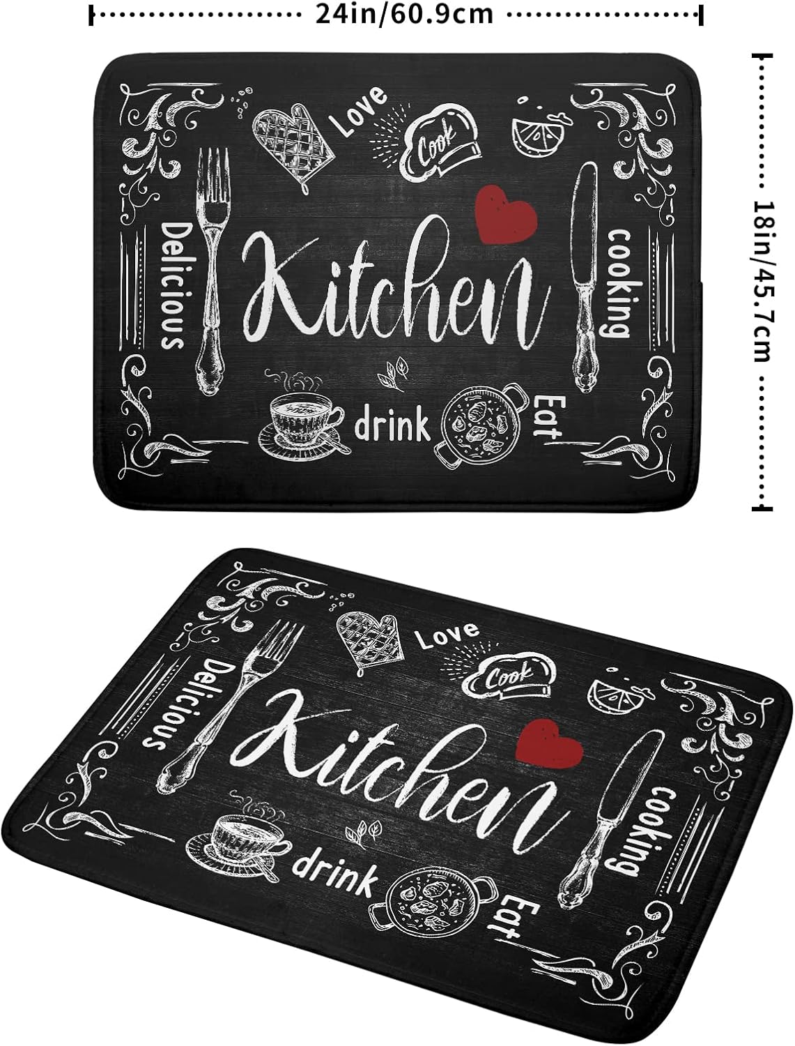 Black Coffee Bar Dish Drying Mats for Kitchen Counter 18x24 Inch, Kitchen Drying Mat, Kitchen