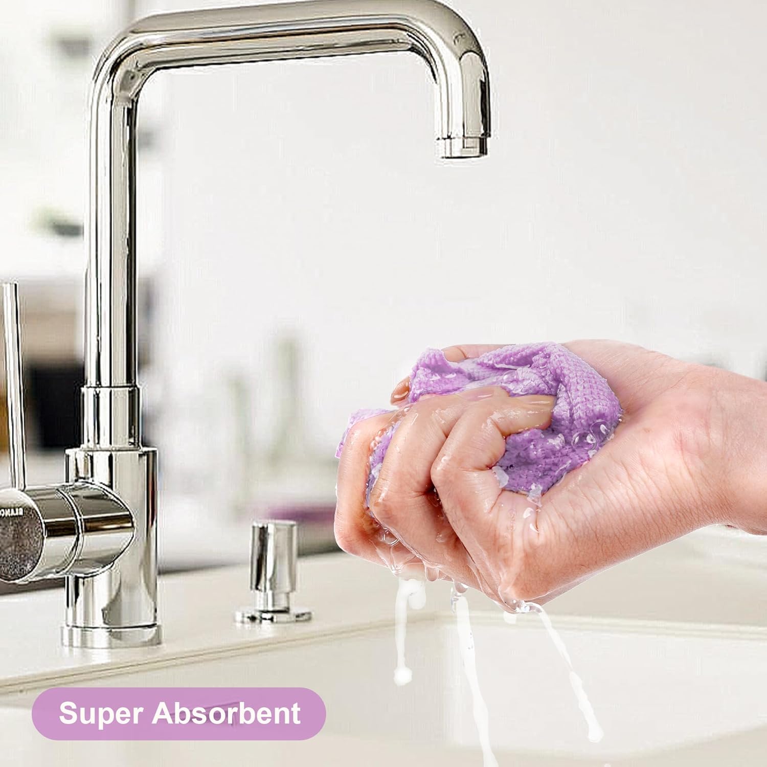 LIVOS Microfiber Cleaning Cloth Roll - 80 Pack, Reusable Paper Towels Purple Tear Away Towels