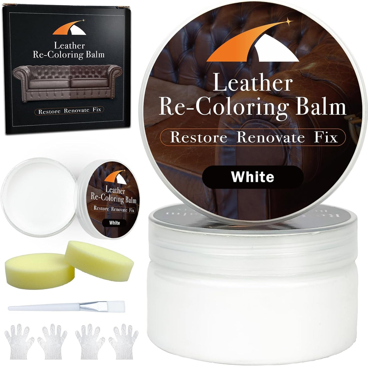White Leather Repair Kit, White Leather Recoloring Balm, Leather Dye - Restore & Renew Scratch