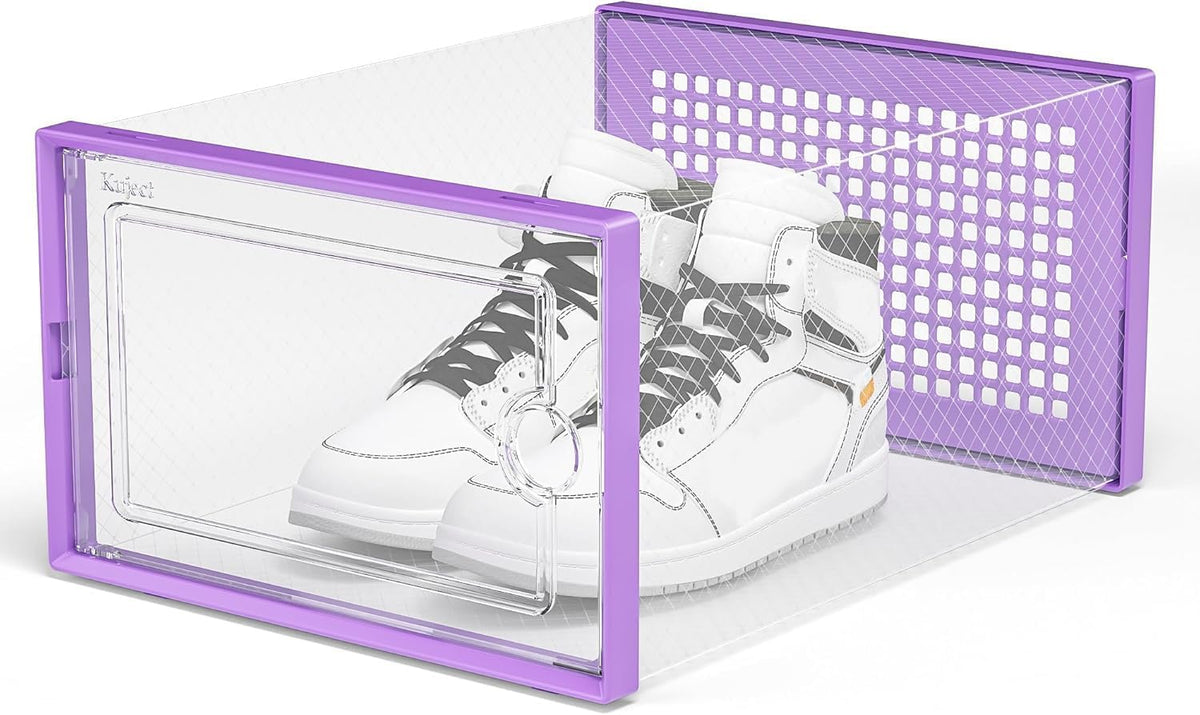 Kuject X-Large Shoe Storage Boxes Organizers Clear Plastic Stackable 12 Pack, Shoe Rack & Holder