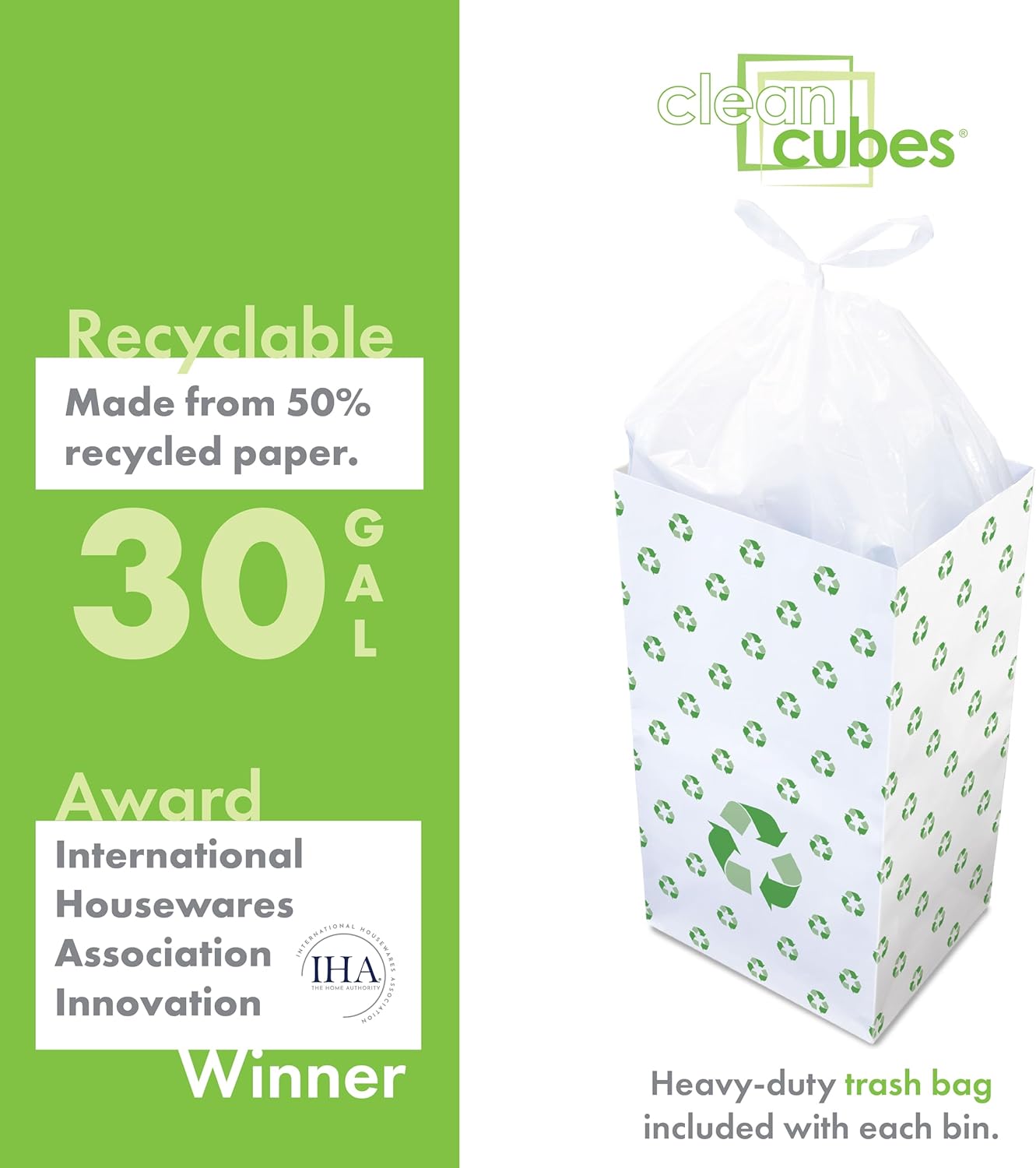 30 Gallon Disposable Pop-Up Trash Cans (3-Pack) with Fitted Bags – Foldable Garbage & Recycling