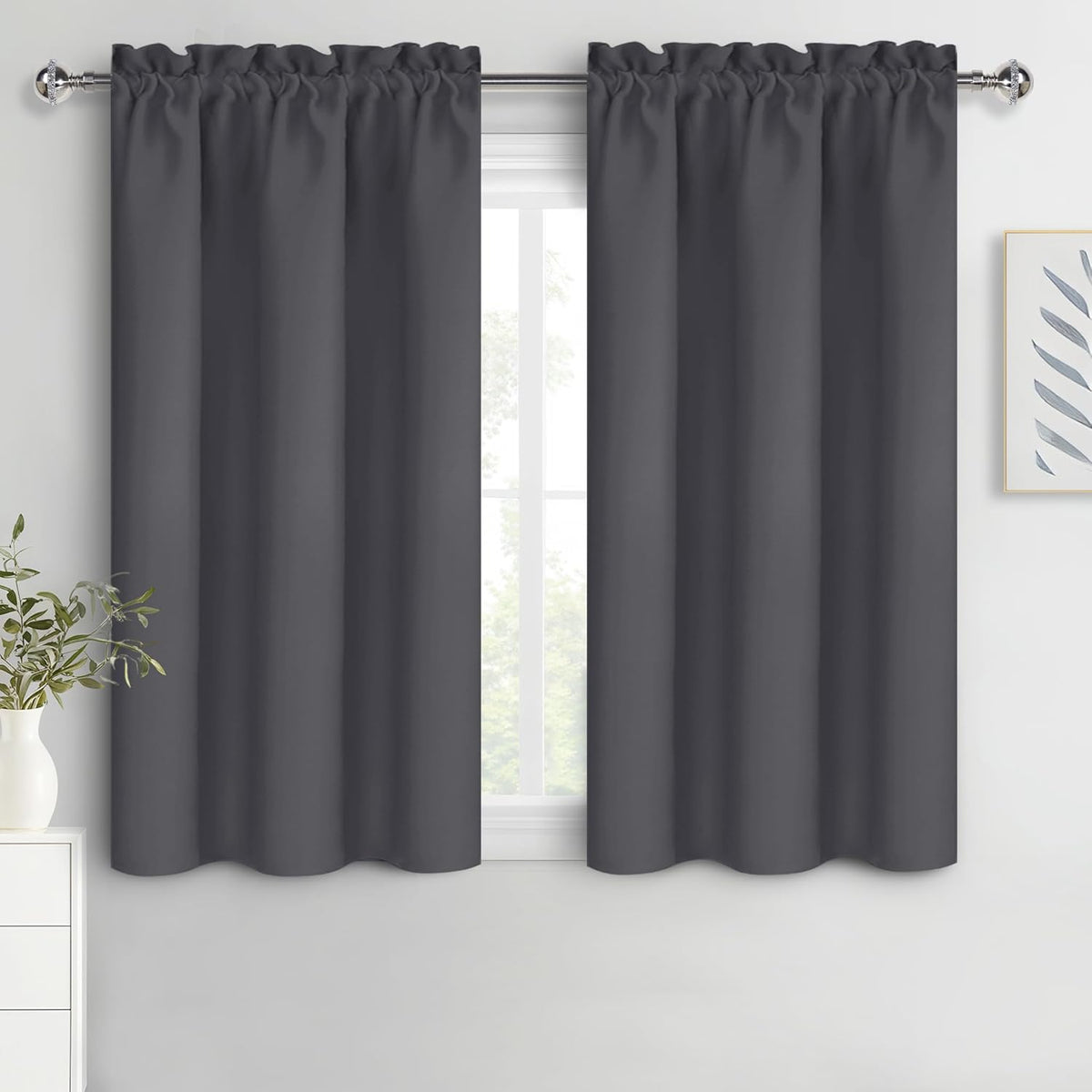 DWCN Blackout Curtains for Bedroom 54 Inch Length 2 Panels Set, Solid Thermal Insulated Energy