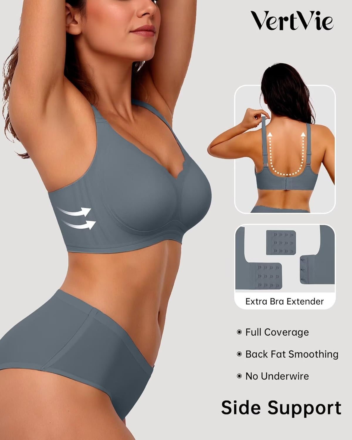 Vertvie Womens Seamless Bras No Underwire Supportive Wireless Push Up Full Coverage Bralette