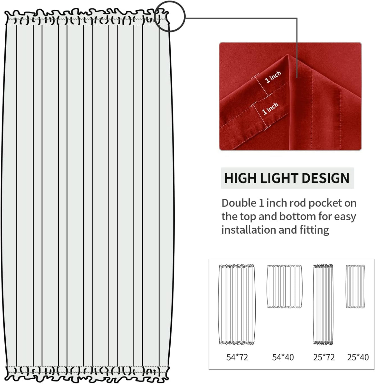 DWCN French Door Curtains – Rod Pocket Thermal Blackout Curtain for Doors with Glass Window