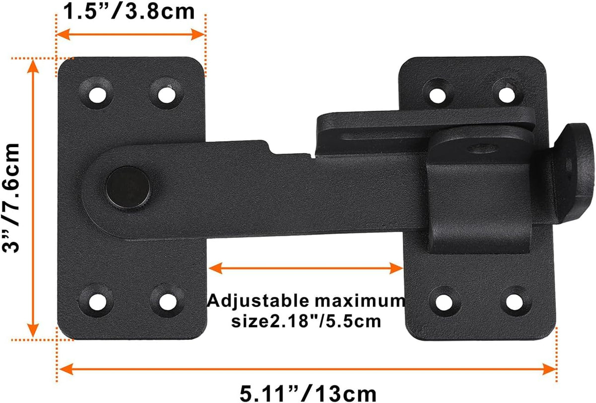 2PCS Flip Latch Lock,90 Degre Heavy Duty Gate Latch with Padlock Hole,Safety Door Bolt Latch