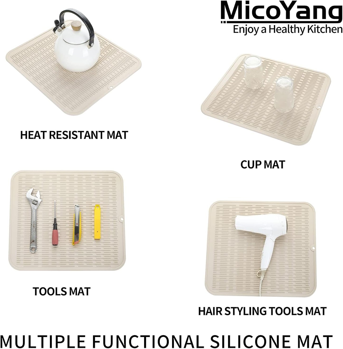 Silicone Dish Drying Mat for Multiple Usage,Easy clean,Eco-friendly,Heat-resistant Silicone Mat for