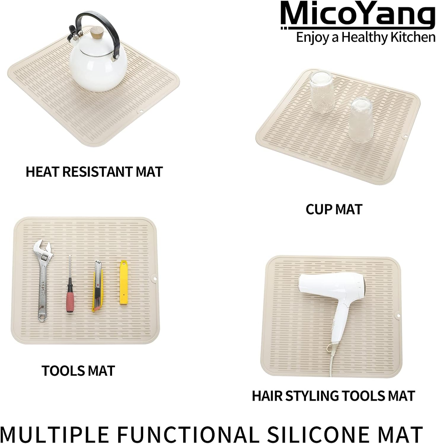 Silicone Dish Drying Mat for Multiple Usage,Easy clean,Eco-friendly,Heat-resistant Silicone Mat for