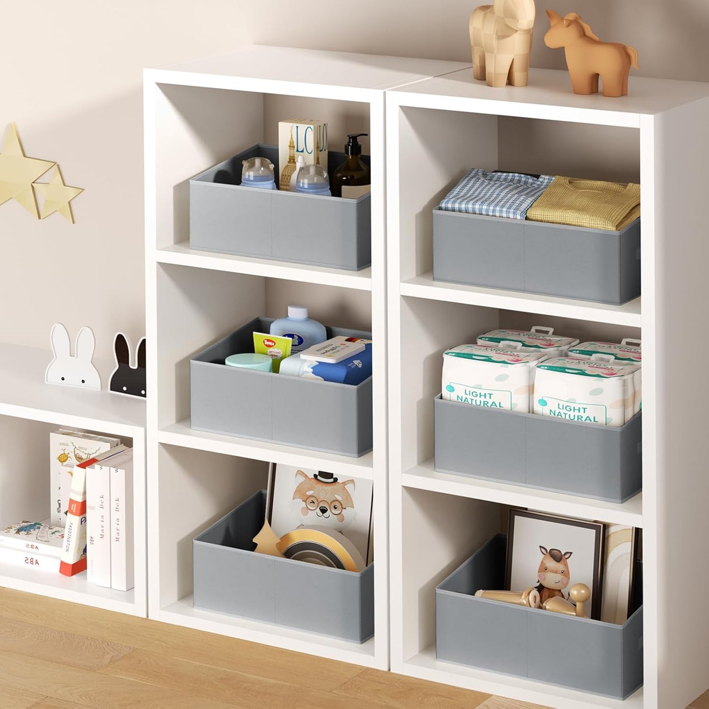 DIMJ Large Closet Storage Bins 8 Pack - Fabric Trapezoid Closet Organizer Bin, Foldable Storage