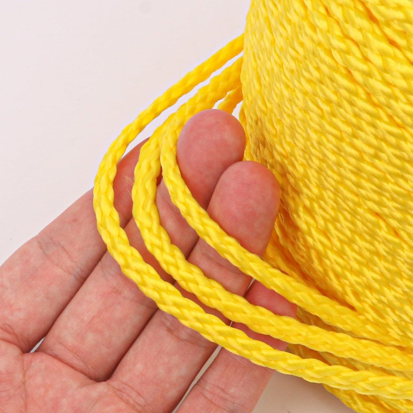 Polypropylene Rope - 1/4 Inch Yellow Nylon Rope, 500 Feet Long - Ideal for Tarps, Tie-Downs, Home