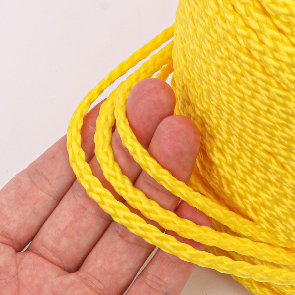 Polypropylene Rope - 1/4 Inch Yellow Nylon Rope, 500 Feet Long - Ideal for Tarps, Tie-Downs, Home