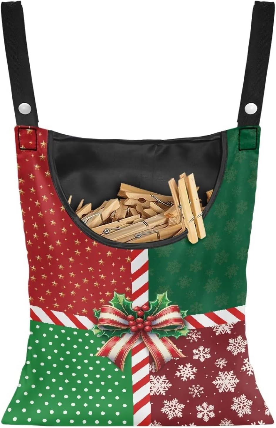 Christmas 2025 Adjustable Clothespin Storage Bag - Hanging Rope Organizer for Indoor/Outdoor