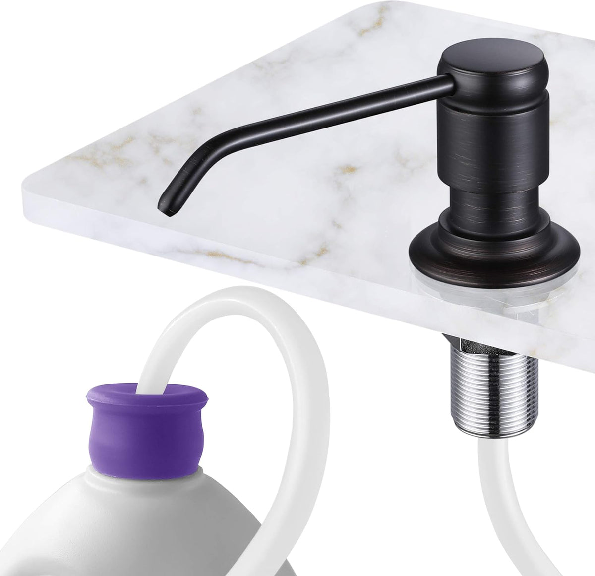 GAGALIFE Soap Dispenser for Kitchen Sink (Oil Rubbed Bronze) and Extension Tube Kit, Complete Brass