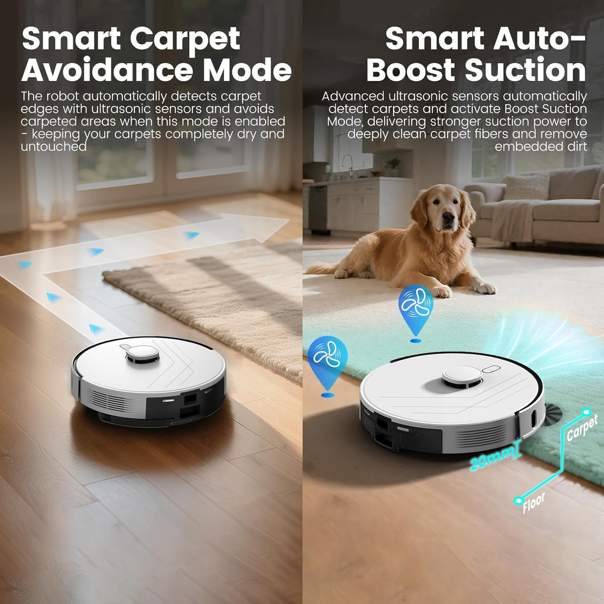 AIRROBO T30+ Robot Vacuum and Mop, Self-Emptying, 6000PA Suction, Proactive Intelligence Avoidance