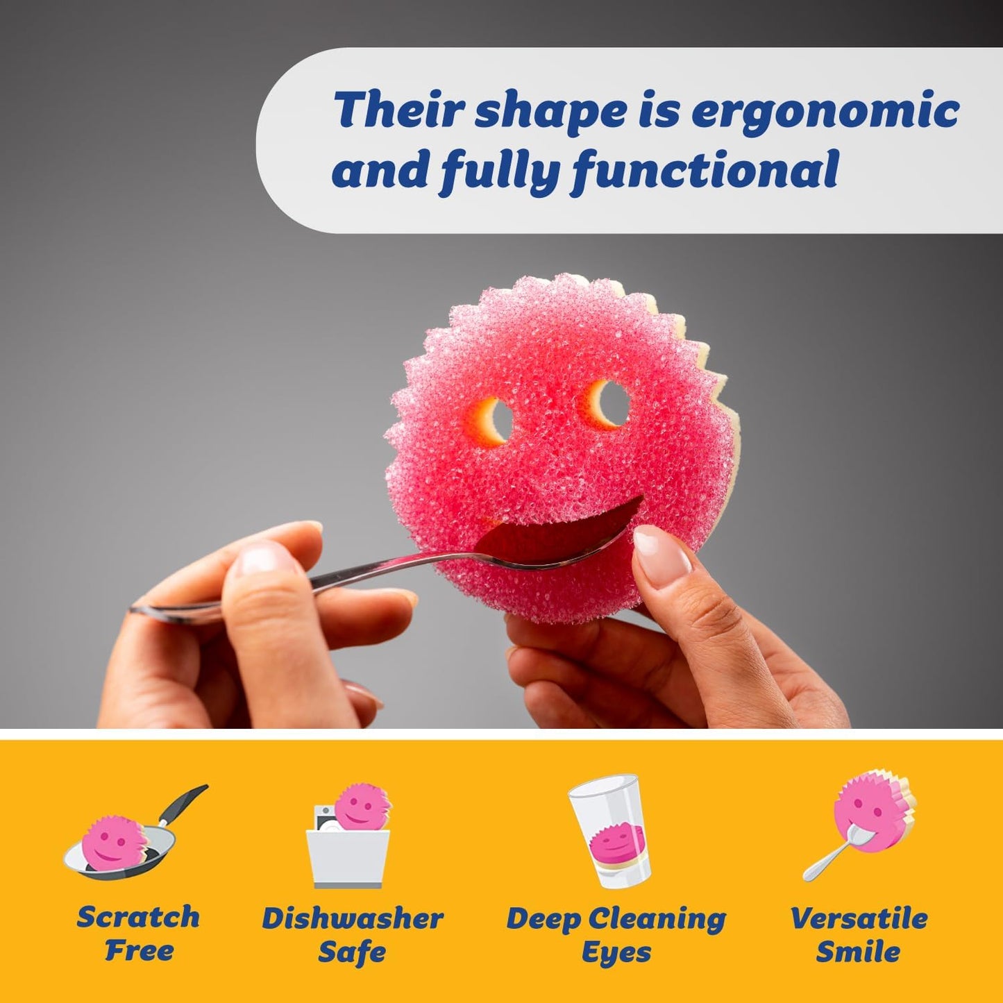 Scrub Daddy 6 Scrub Mommy Kitchen Sponges & 1 Daddy Caddy Sponge Holder - Scratch-Free for Dishes &