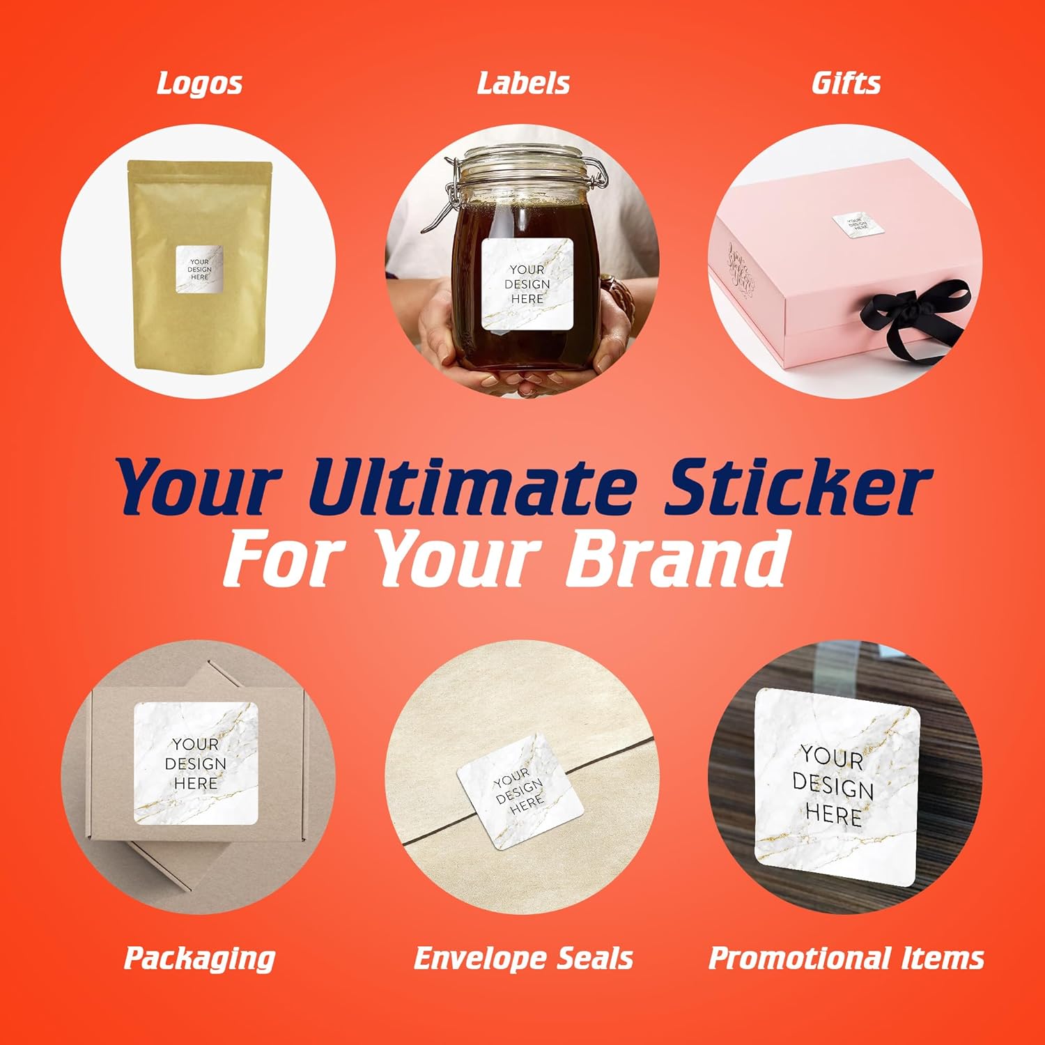 100 Custom Vinyl Stickers - Upload Your own Image, Text, Design, Logo - Personalized Logo Labels