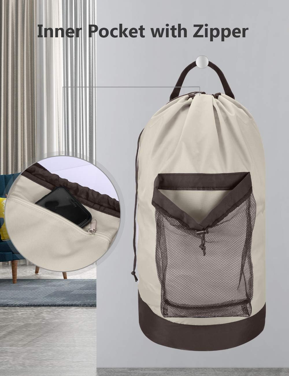 Dalykate Backpack Laundry Bag, 115L Large Hamper with Shoulder Straps, Drawstring Closure, Mesh