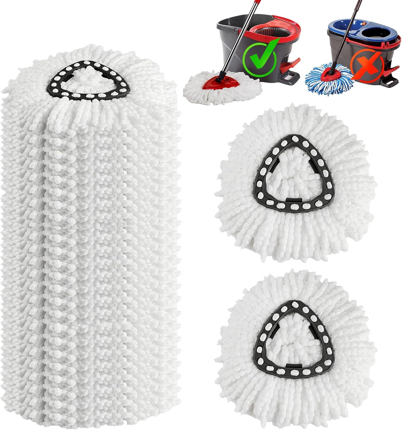 10 Pack Spin Mop Replacement Heads, 360° Microfiber Spin Mop Refills for O-Cdea EasyWrin 1-Tank
