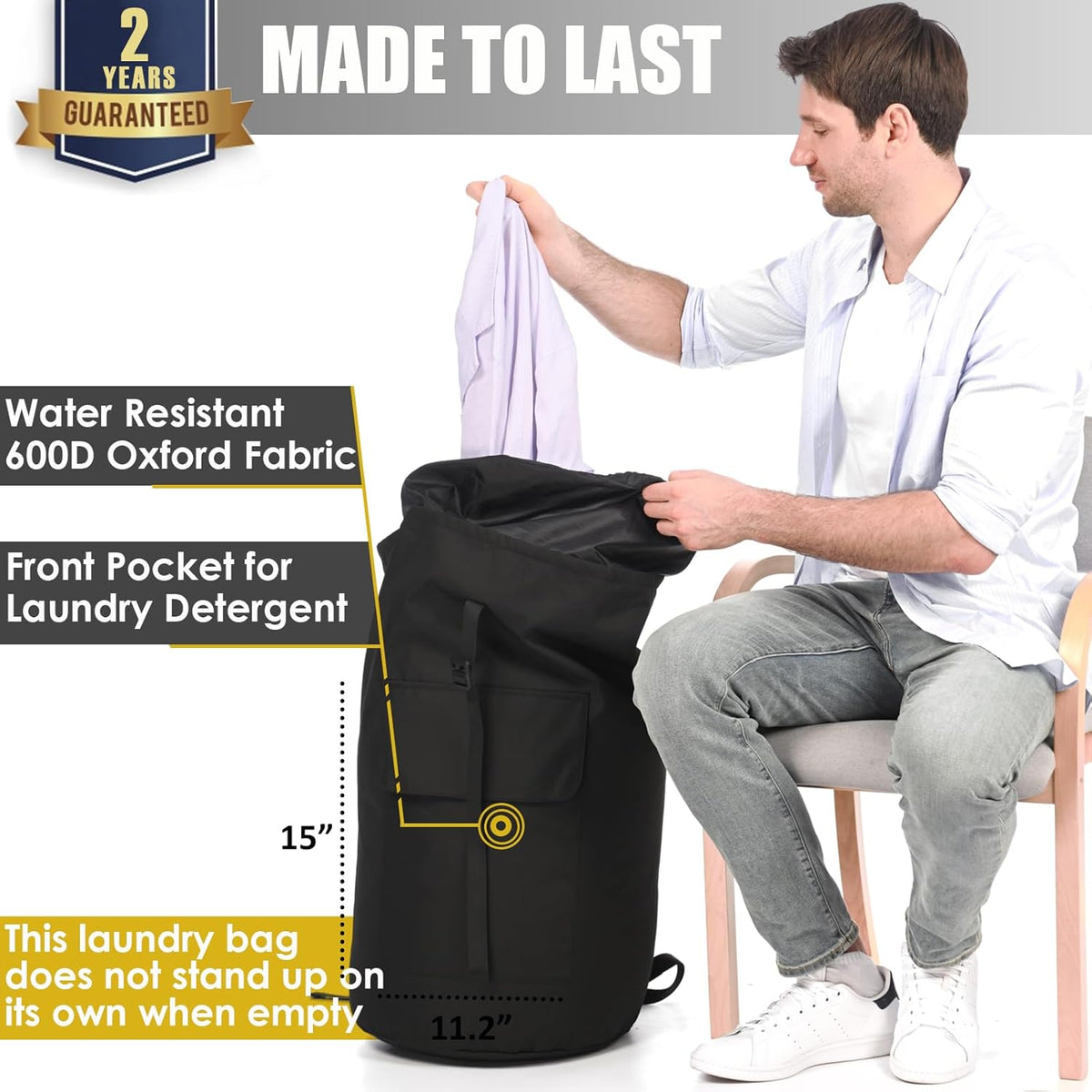 Backpack Laundry Bag, 115L Heavy Duty Extra Large College Laundry Backpack, Dirty Clothes Bag with