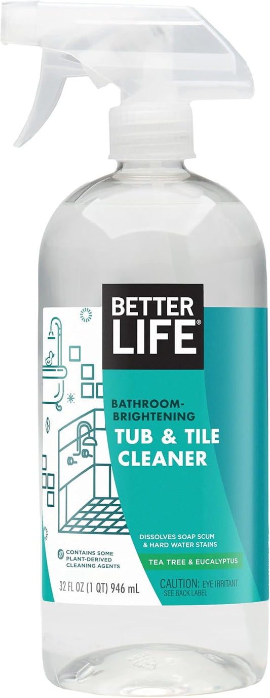 BETTER LIFE Bathroom Cleaner - Tea Tree Bathtub & Shower Cleaner Spray for Glass and Tile - Foaming