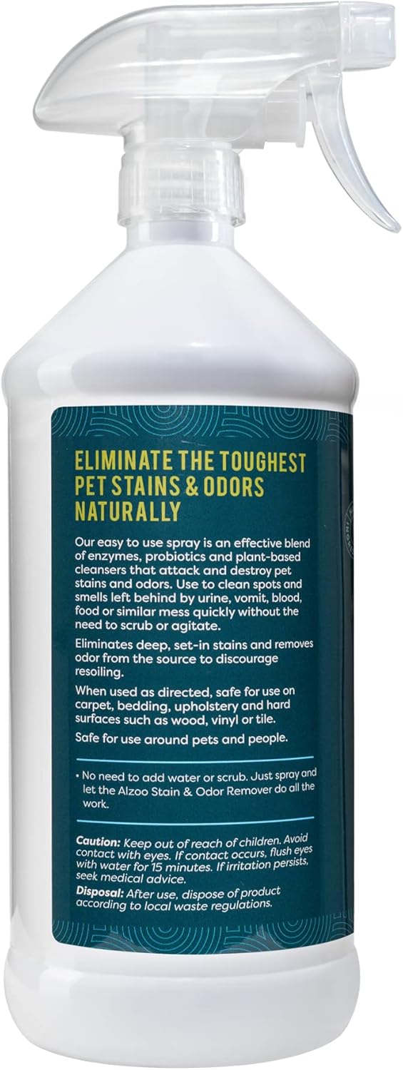 ALZOO Stain & Odor Remover, Quickly Lifts & Dissolves Pet Stains & Helps Eliminate Odors, 100%