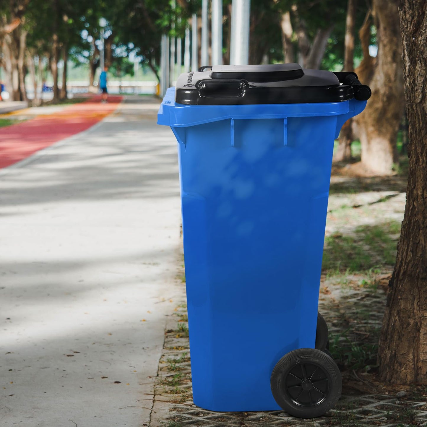 32 Gallon Trash Can Outdoor Recycling Bin with Lid and Wheels Heavy Duty Rolling Garbage Can with