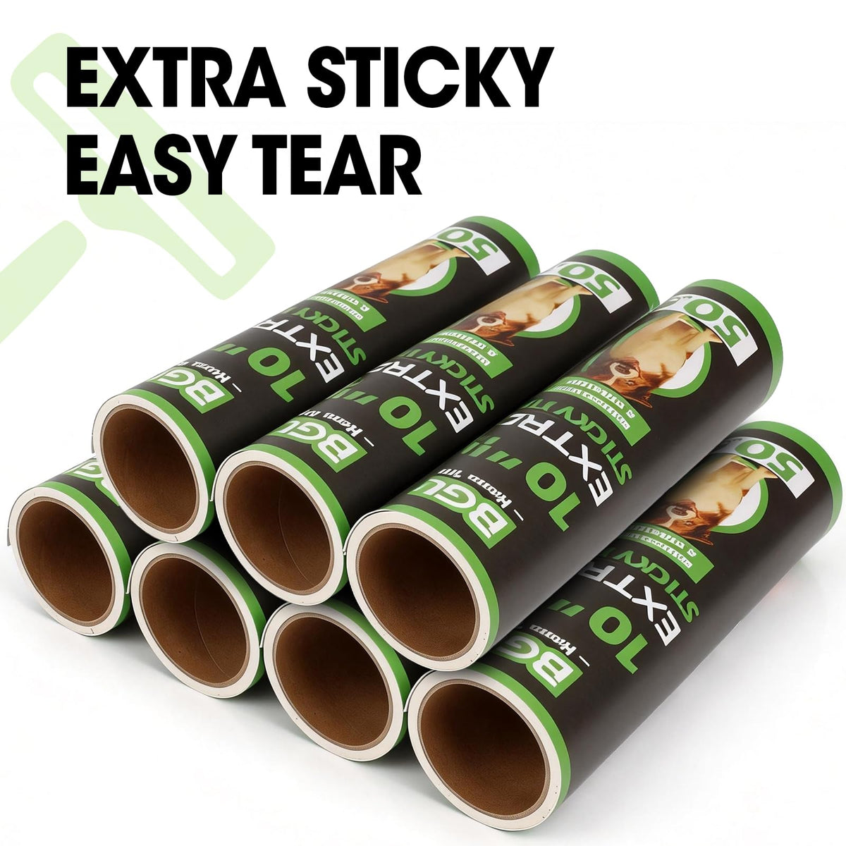 BGUP 10 Inch Lint Roller Refills, 6 Rolls 300 Sheets Large Lint Rollers for Pet Hair Extra Sticky