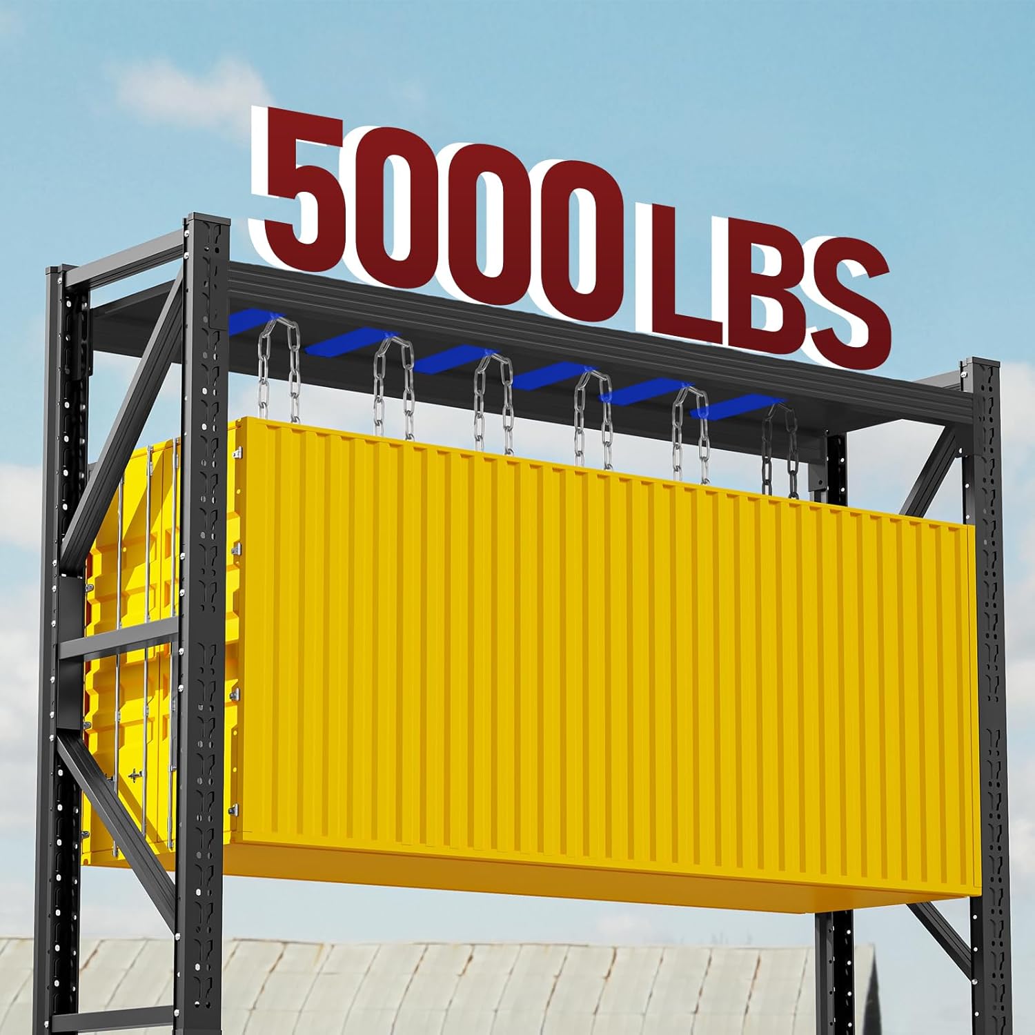 60" W Storage Shelves Heavy Duty, 4 Tier Metal Garage Shelving Units, 5000LBS Heavy Duty Adjustable