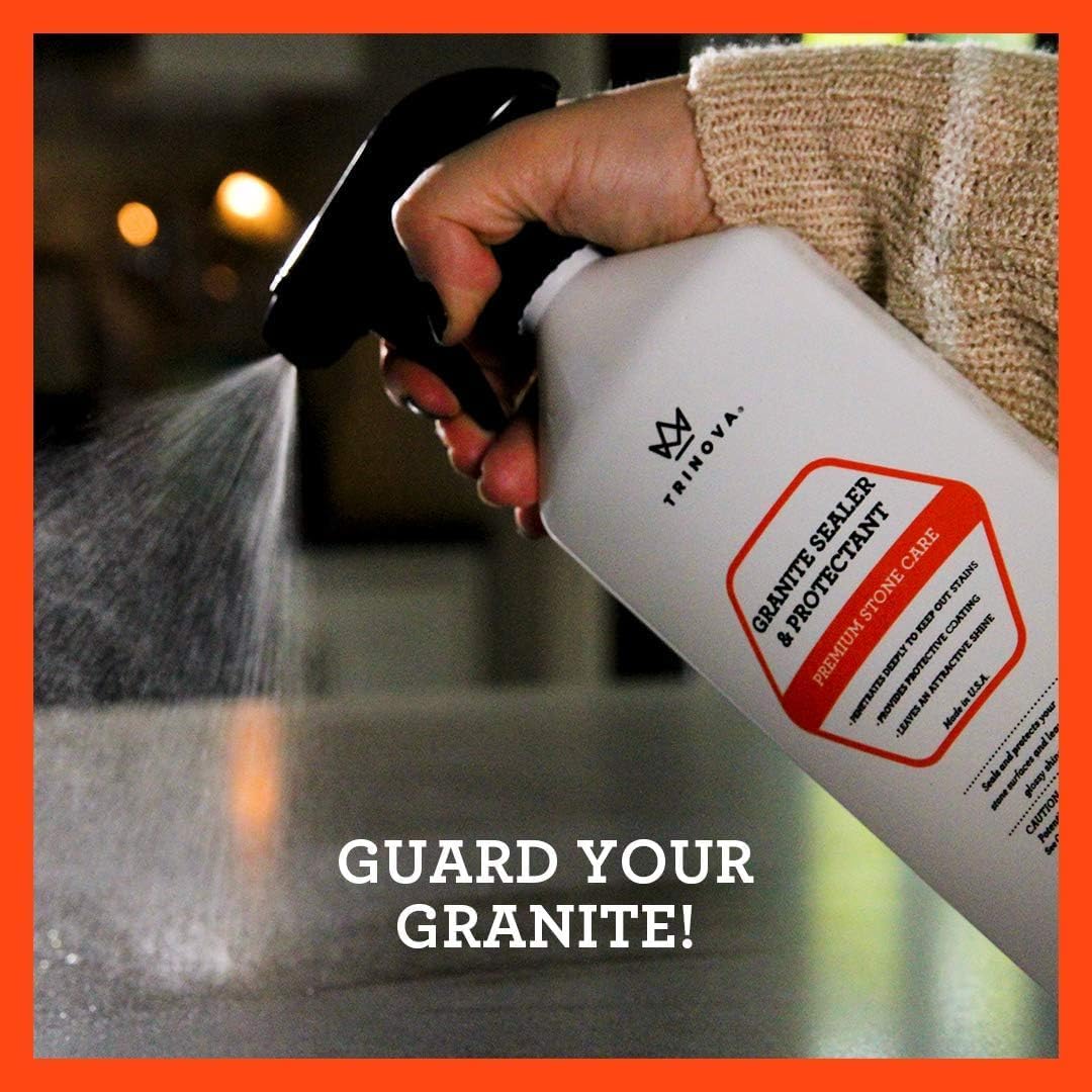 TriNova Granite Sealer & Protector Gallon Refill- Made in USA, Best Stone Polish, Protectant & Care