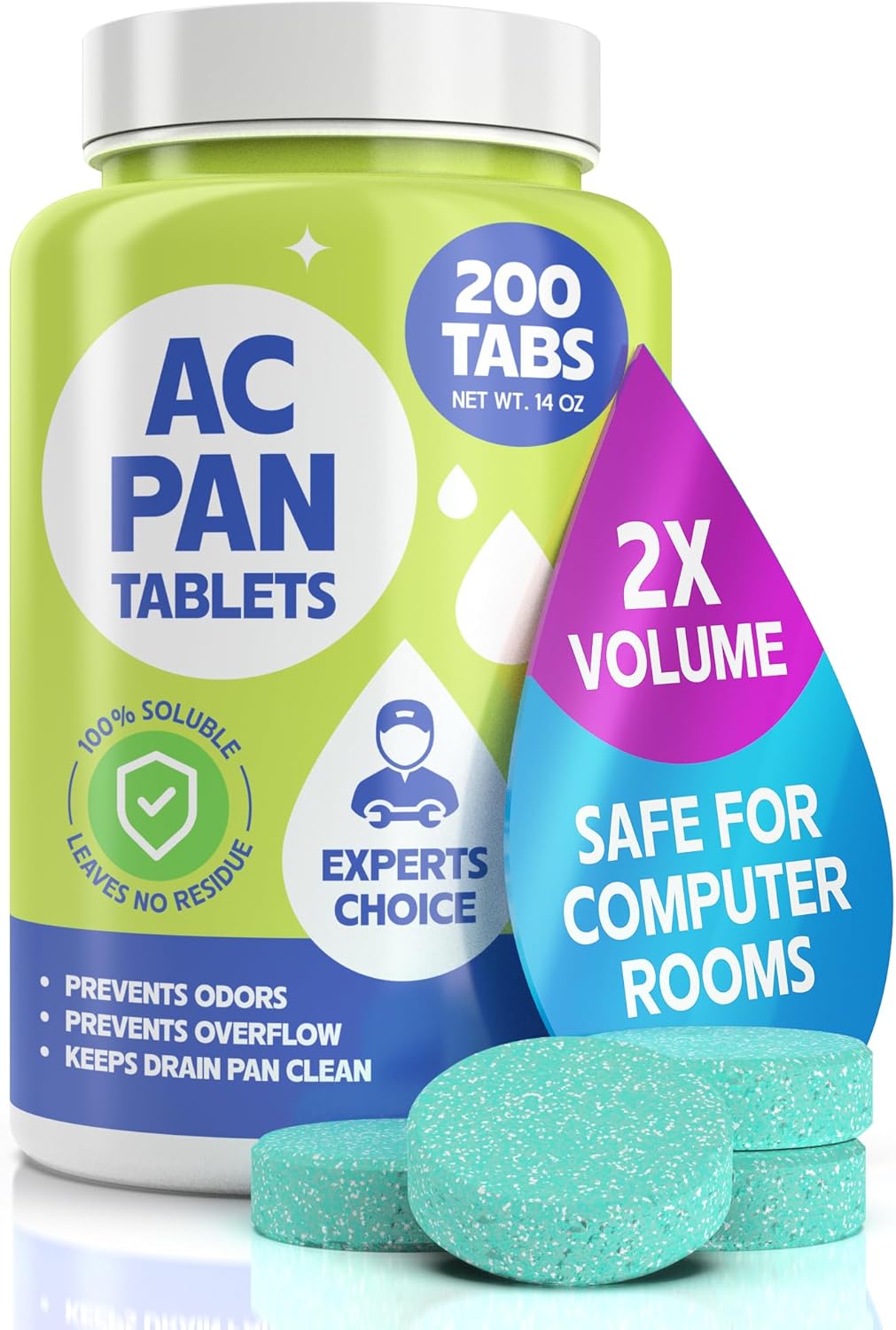 200 Tablets AC Drain Line Cleaner- No-Residue, Water-Soluble, Fast-Acting Pan Treatment for HVAC