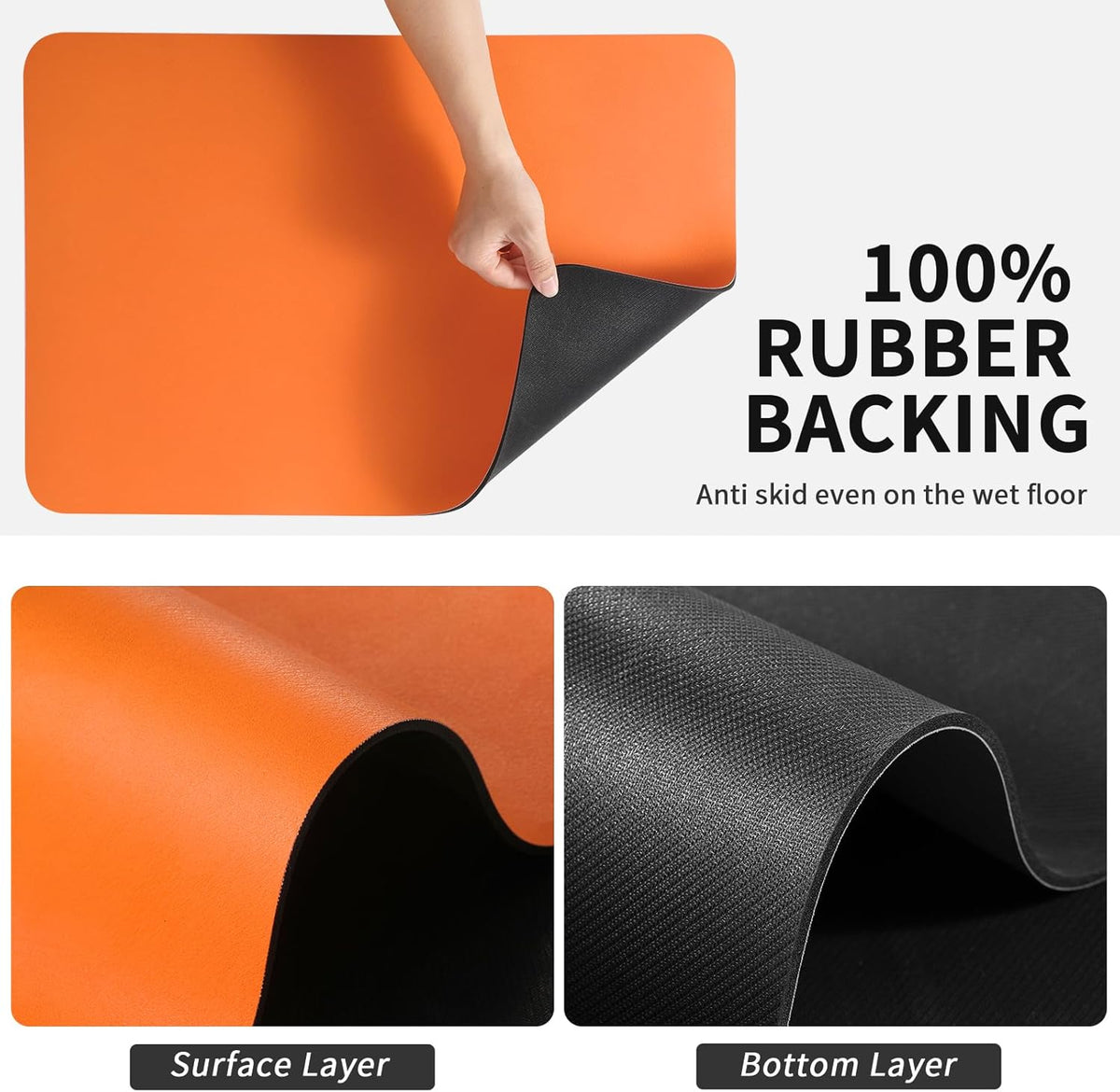 Dish Drying Mat for Kitchen Counter, Heat Resistant Drainer Mats with Non-slip Rubber Backed, Hide