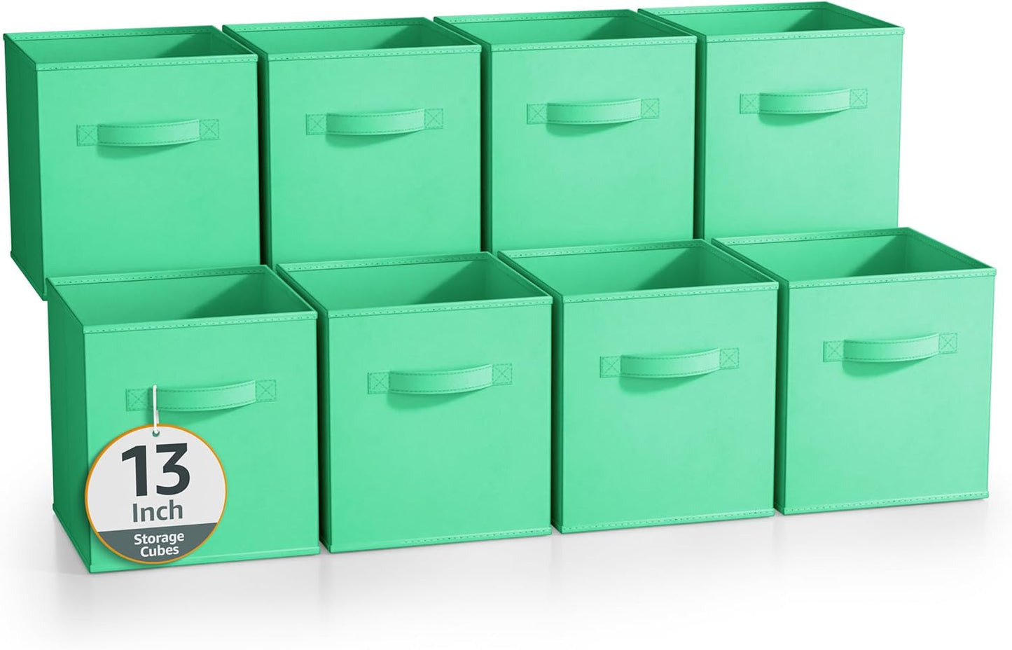 Sorbus 13 Inch Storage Bins - Sturdy Collapsible Fabric Storage Cubes with Handle - 8 Foldable