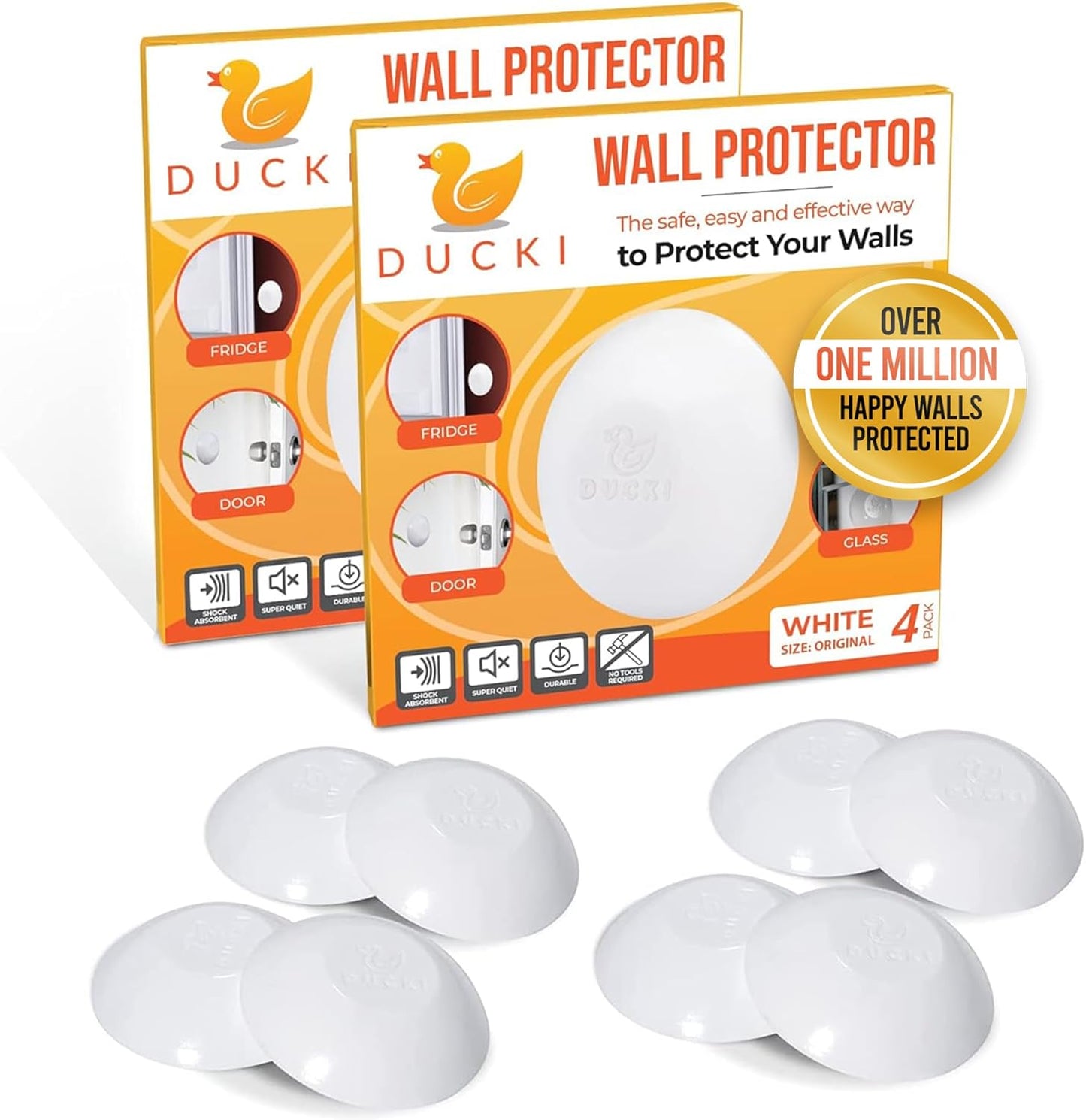 Ducki Door Stop Wall Protector | Self Adhesive Door Knob Wall Protectors from Door Knobs | Rubber