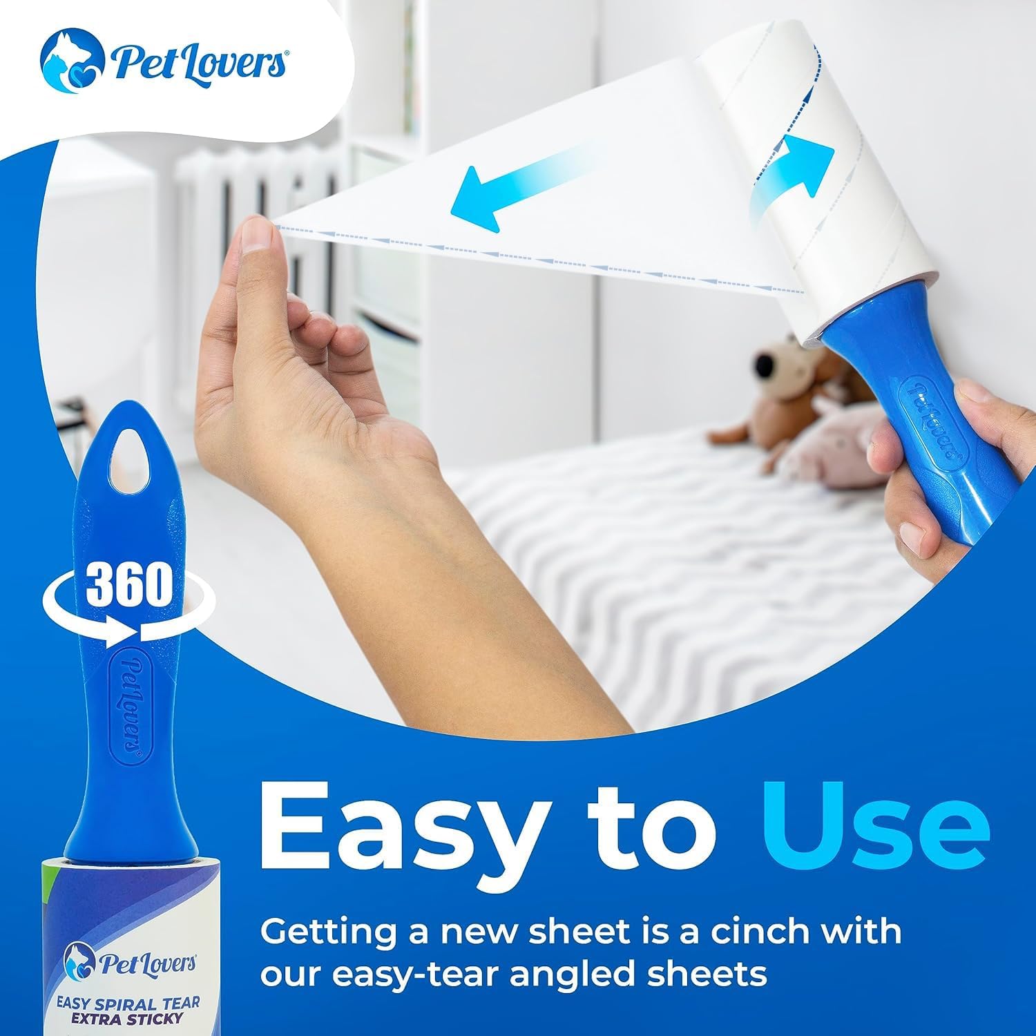 PetLovers Extra Sticky Lint Roller Value Set 270 Sheets for Pet Hair Removal and Clothes, Dog and