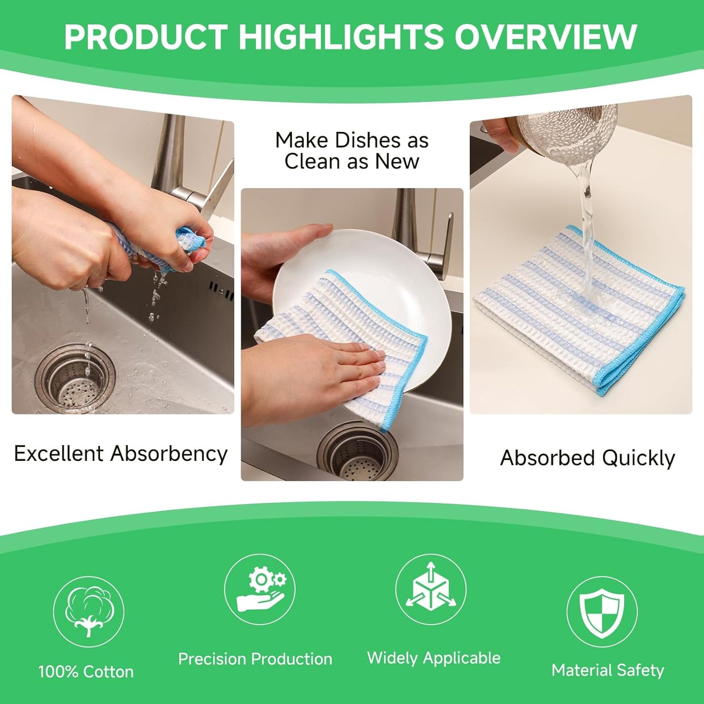 Wood Fiber Cleaning Cloth-15pcs, Super Absorbent Cleaning Cloth, No Oil Stains, Household No Stripe