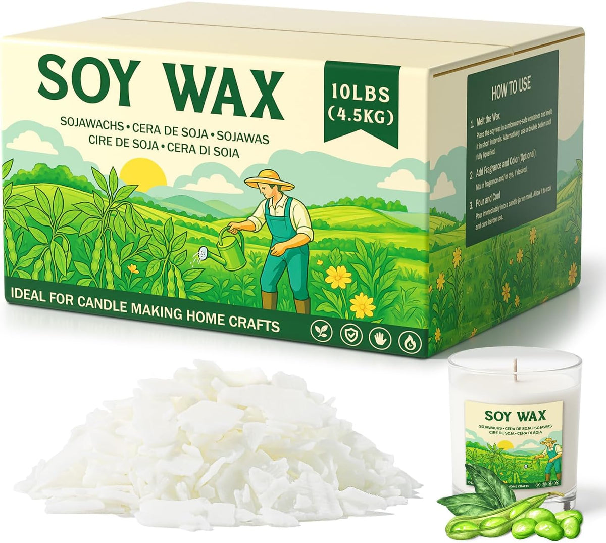 NORVENCE Soy Wax for Candle Making, Natural Soy Wax Flakes 10lb, Premium Candle Wax for DIY Candle