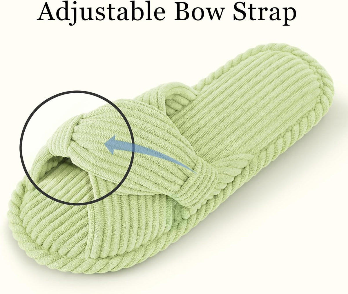 Evshine Summer House Slippers for Women Corduroy Cross Bow Indoor Slippers Open Toe Slip On Bedroom