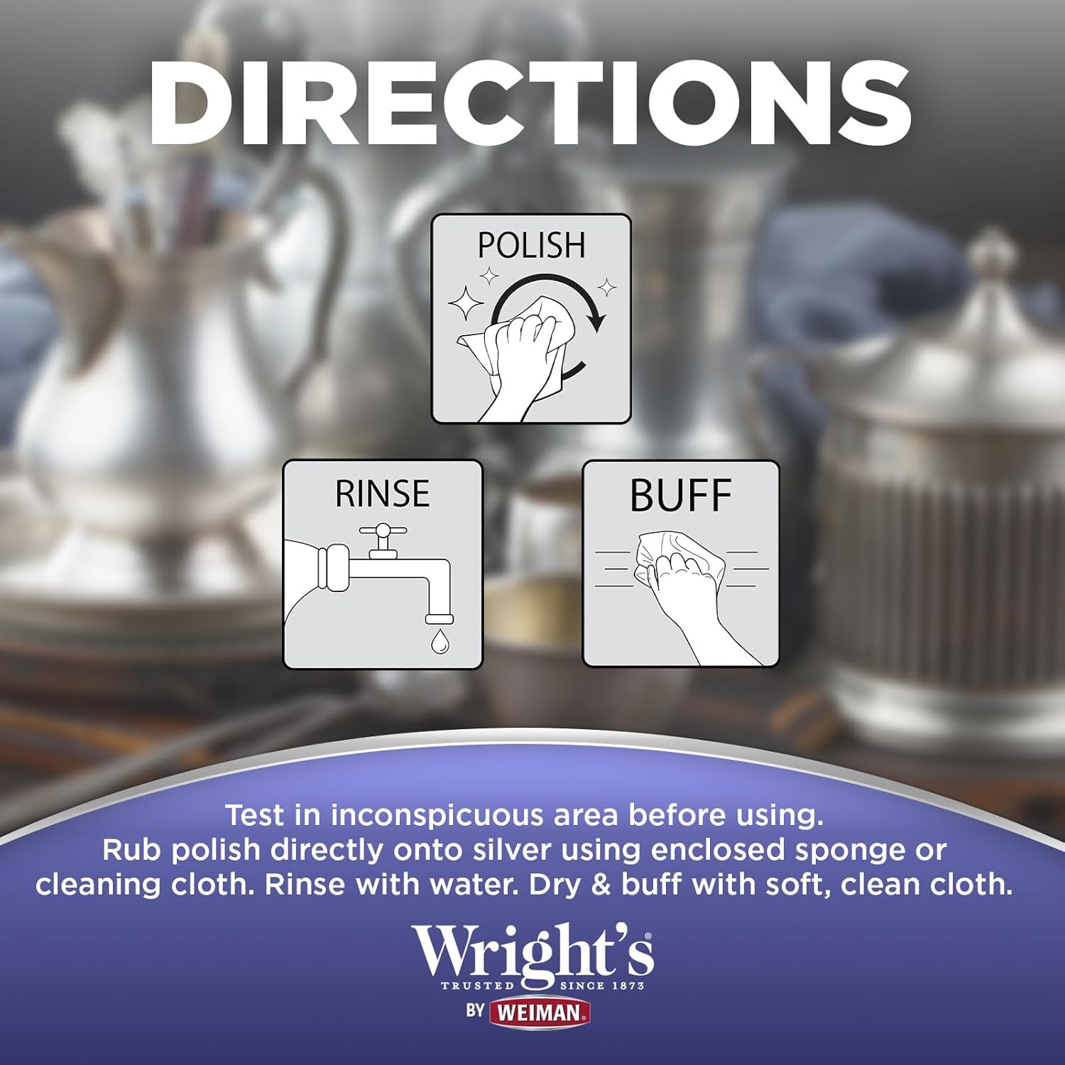 Wright's by Weiman Silver Cleaner and Polish Cream with Polishing Cloth, Ammonia-Free, Gently Clean