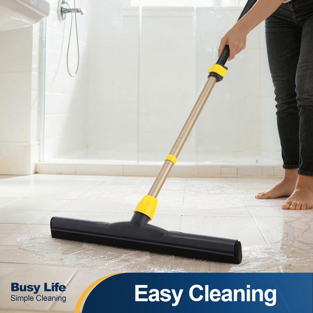Yocada Floor Squeegee Scrubber Adjustable Telescopic Pole Heavy Duty 54.3"