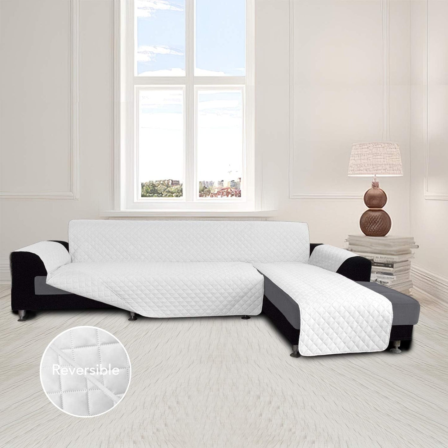 Easy-Going L Shape Sofa Slipcover - Sectional Couch Cover with Chaise - Reversible Sofa Cover for