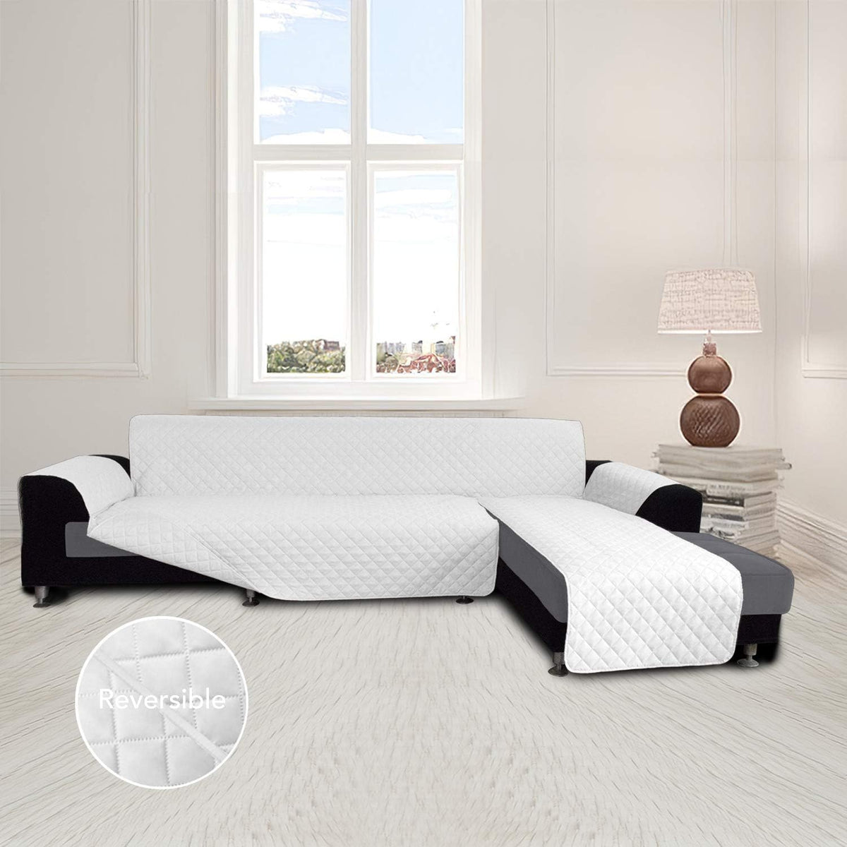 Easy-Going L Shape Sofa Slipcover - Sectional Couch Cover with Chaise - Reversible Sofa Cover for