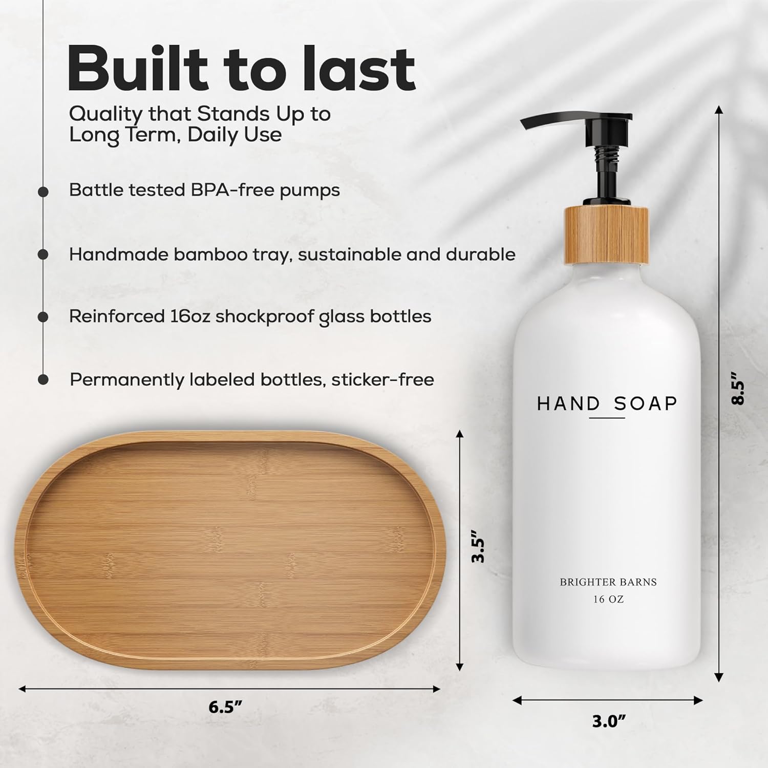 Luxury Glass Hand and Dish Soap Dispenser Set by Brighter Barns - Kitchen Soap Dispenser Set with