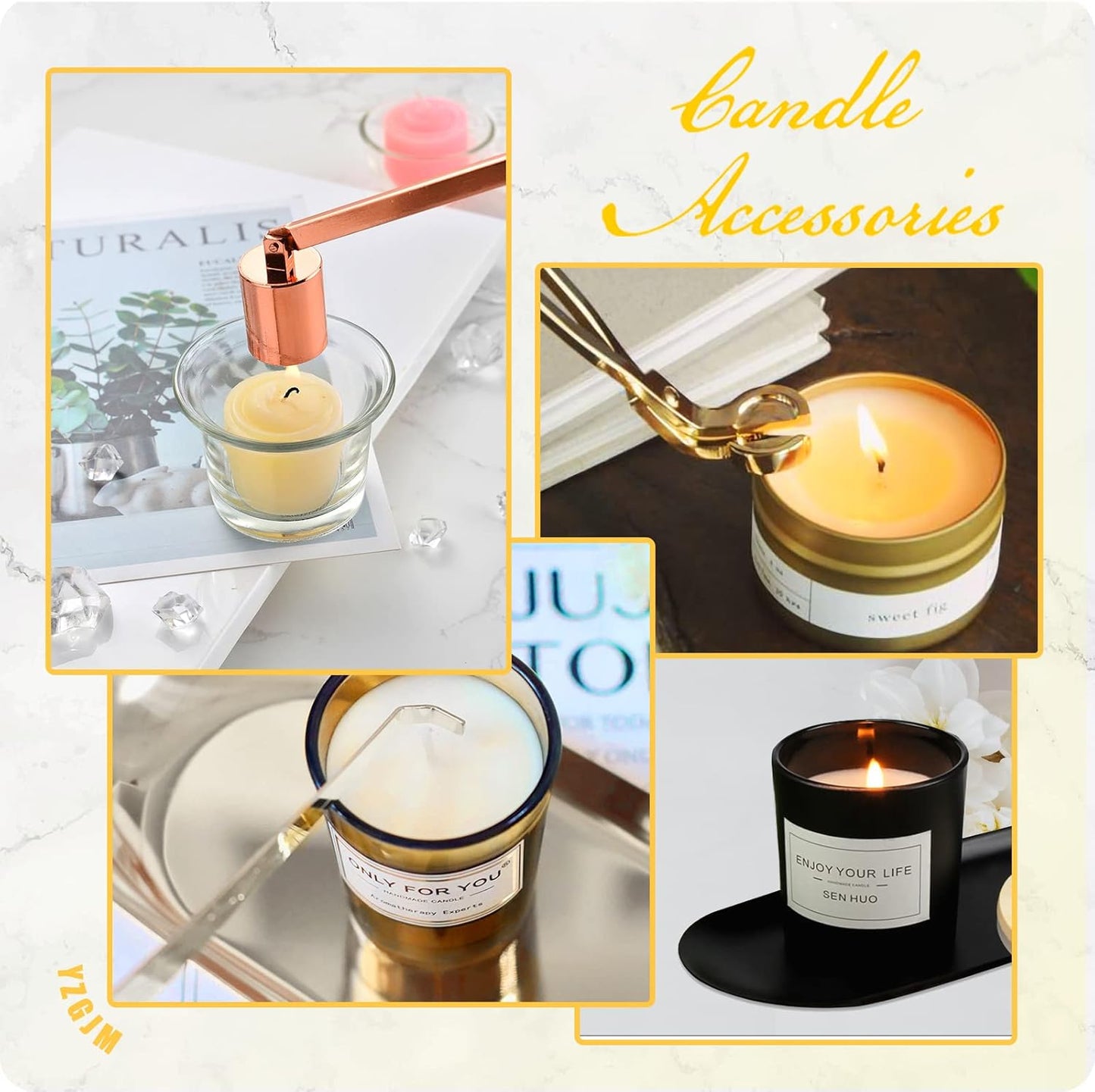 Exquisite Candle Accessories Tool Pack Bag, Rechargeable Electric Lighter， Wick Trimmer, Dipper