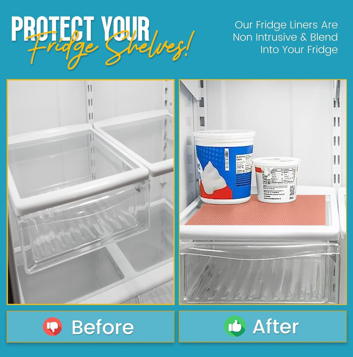 Refrigerator Liners for Shelves by Linda’s Essentials - Easy to Clean Fridge Liner with Spill