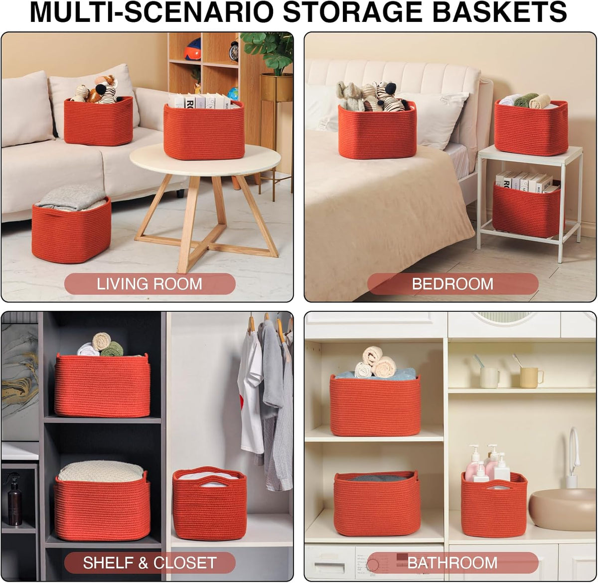 Storage Baskets for Organizing, Storage Basket for Shelves, Toy Towel Basket for Bathroom Nursery