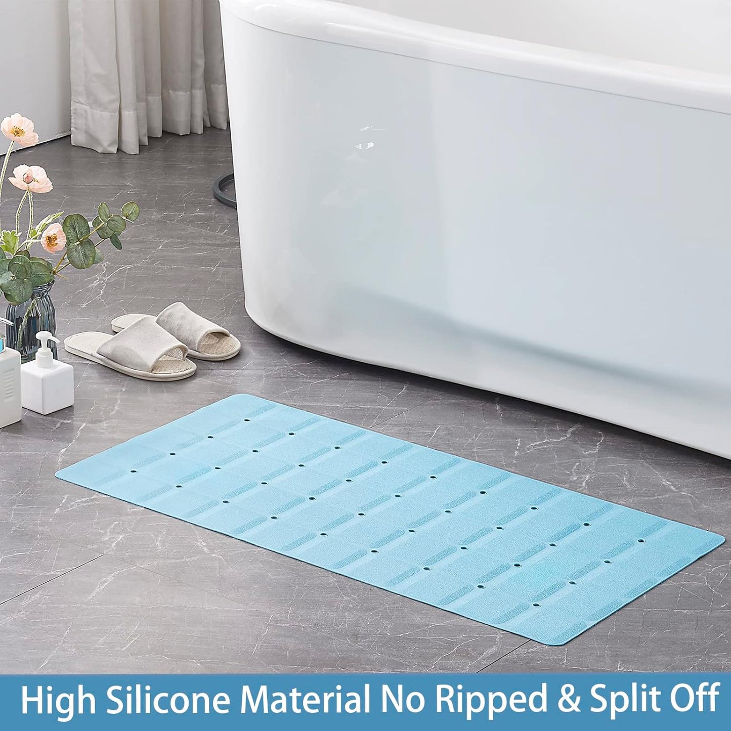 Foldable Silicone Bathtub Mat: Jumbo Size Heavy Duty Safety Bath Mat for Tub Without Suction Cups