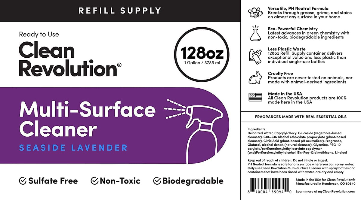 Clean Revolution Multi Surface Cleaner Refill Supply, Non-Toxic, Eco-Friendly & Plant-Based, Ready