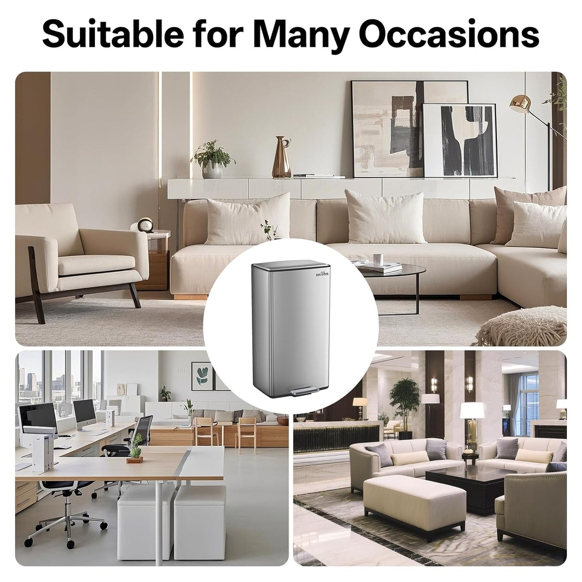 mVm 10.6 Gallon Kitchen Step Trash Can, Soft-Close and Foldable Foot Pedal Heavy Duty Bin for