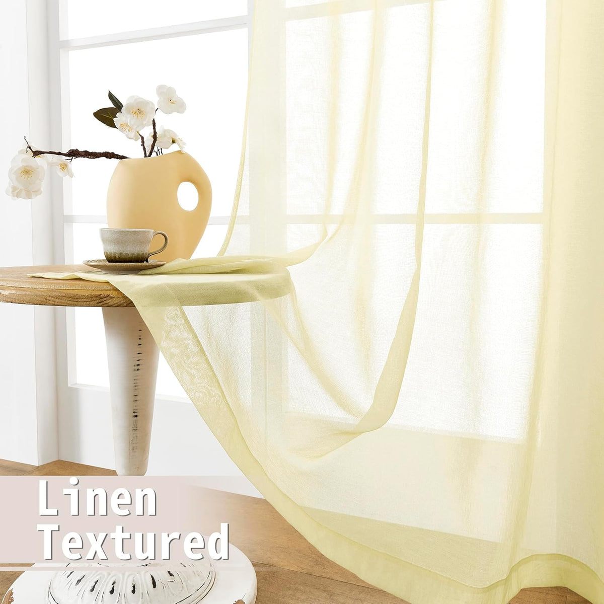 Tollpiz Small Sheer Door Curtain Closet Linen Textured Curtain Sheers Doorway Light Filtering Voile