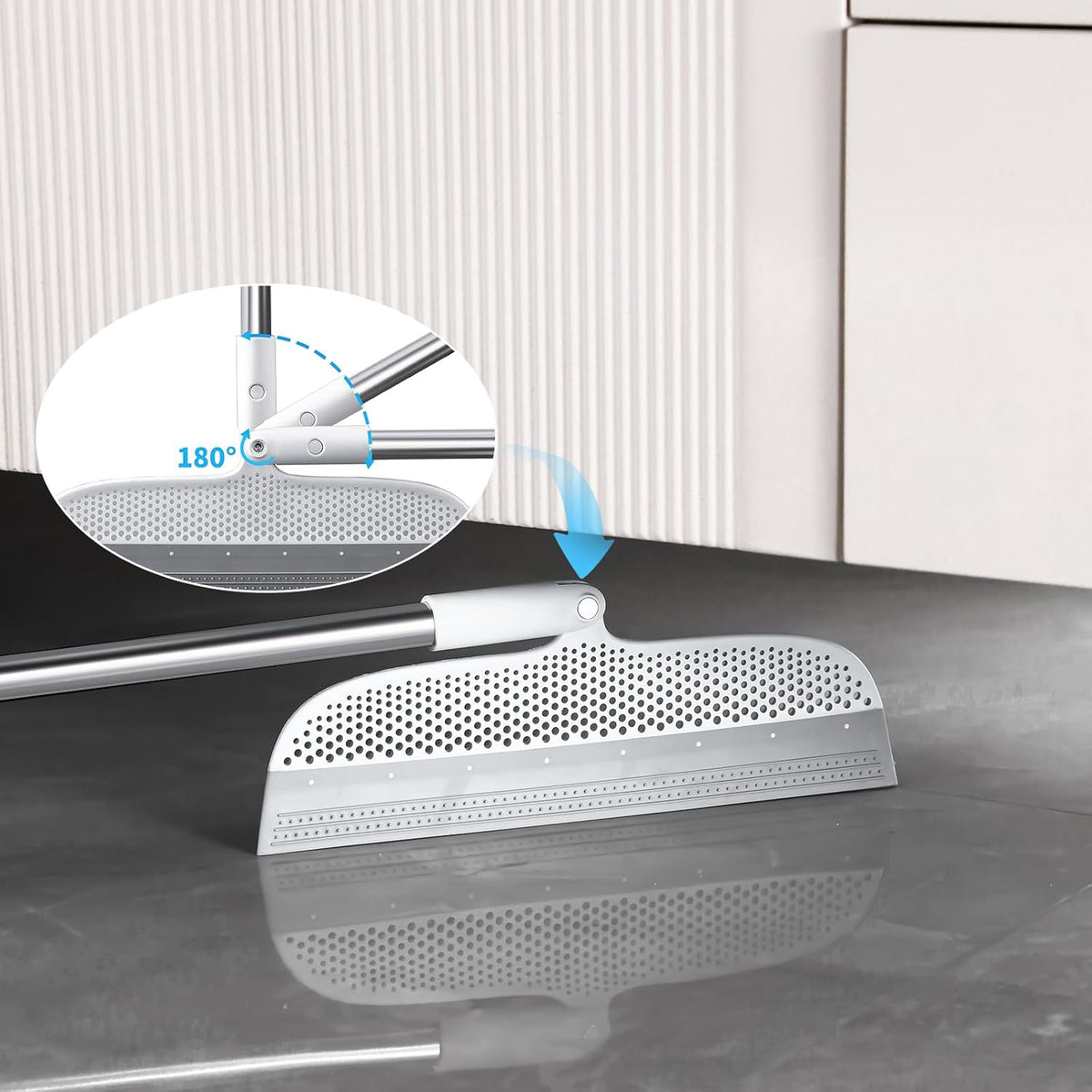 Magic Broom Floor Squeegee Pet Hair Remover, Silicone Squeegee Broom for Floor, 51.77" Long Handle